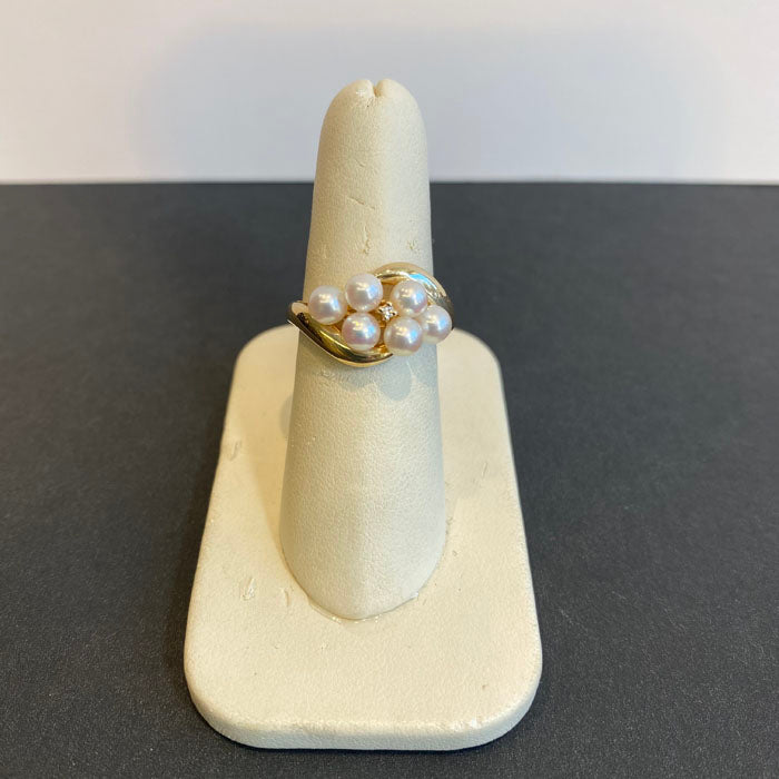 pearl and diamond accent ring