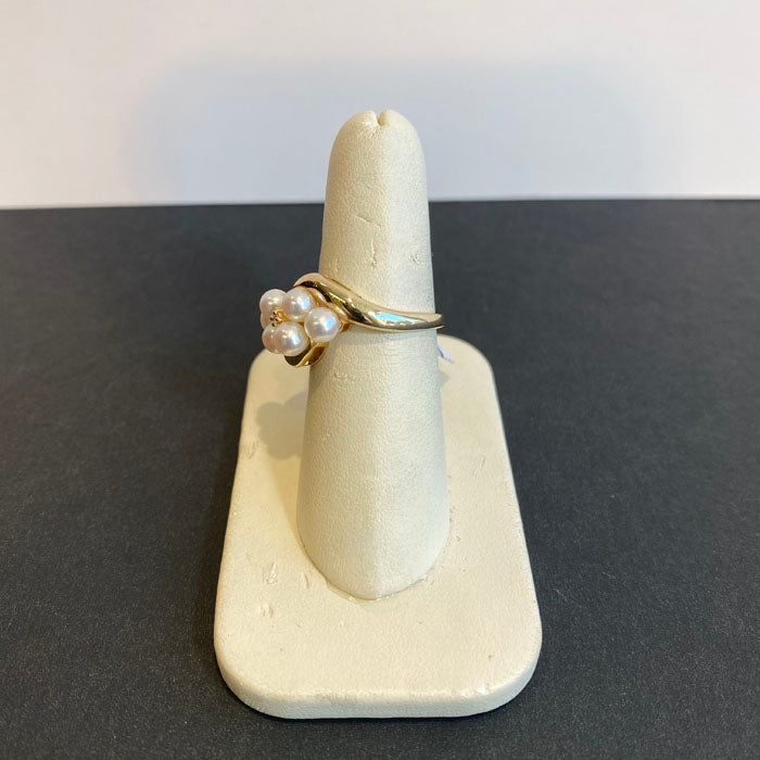 pearl cluster ring yellow gold