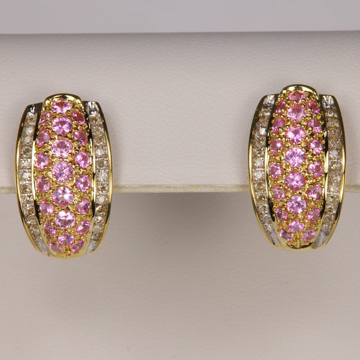 yellow gold sapphire and diamond earrings 