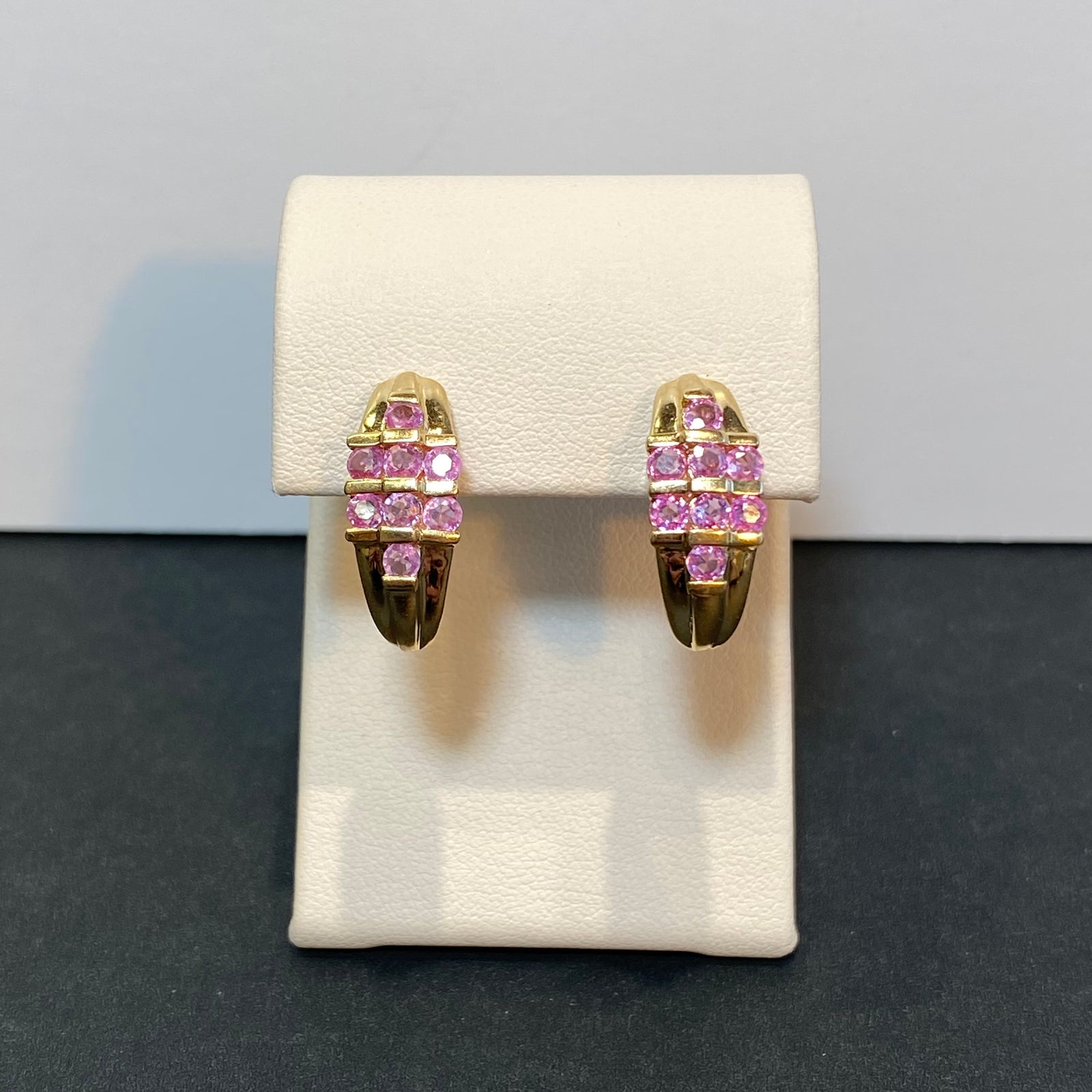 yellow gold and pink sapphire earrings