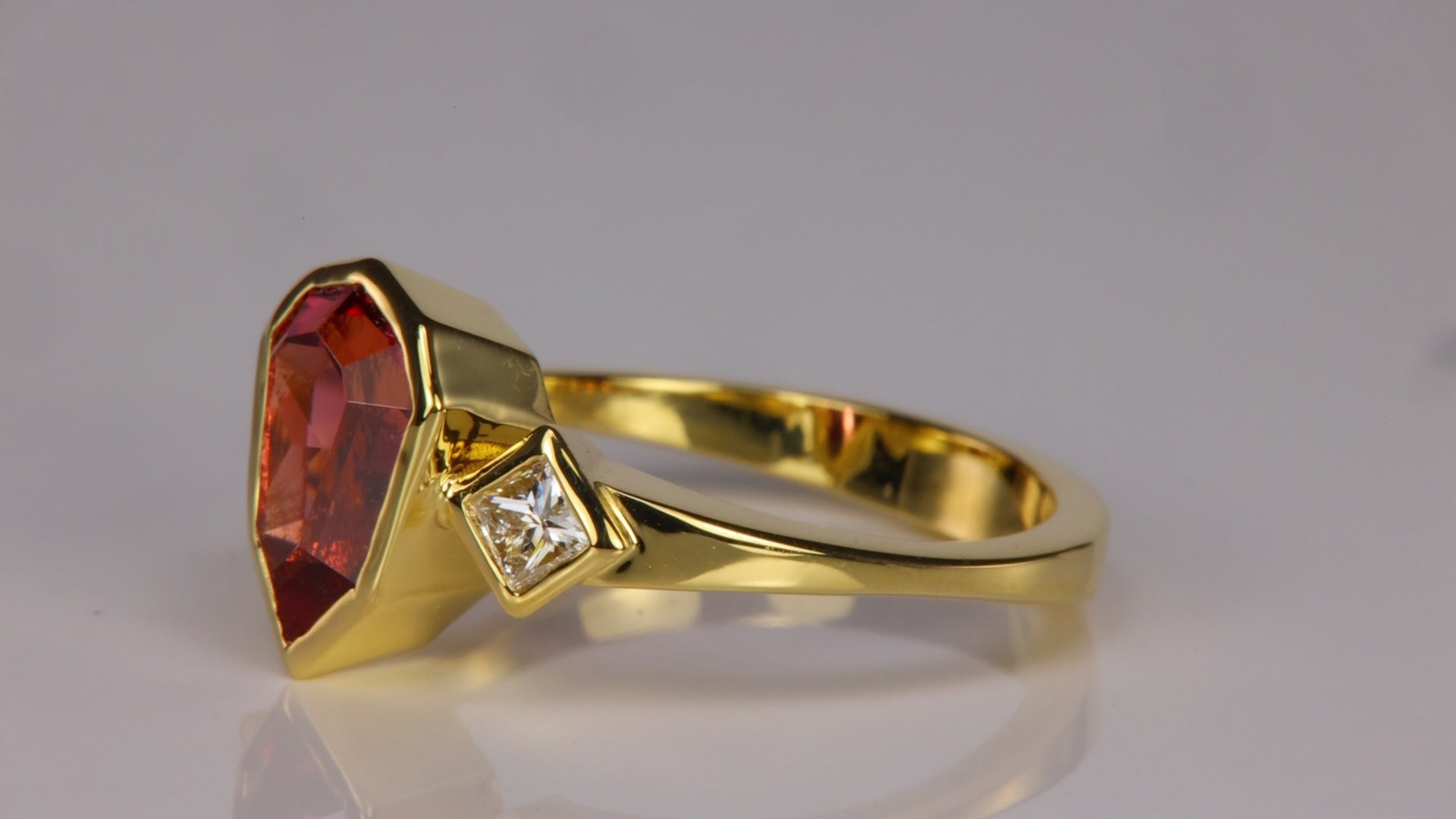 18K Yellow Gold Mahenge Garnet and Diamond Ring 1.95 Carats By Christopher Michael