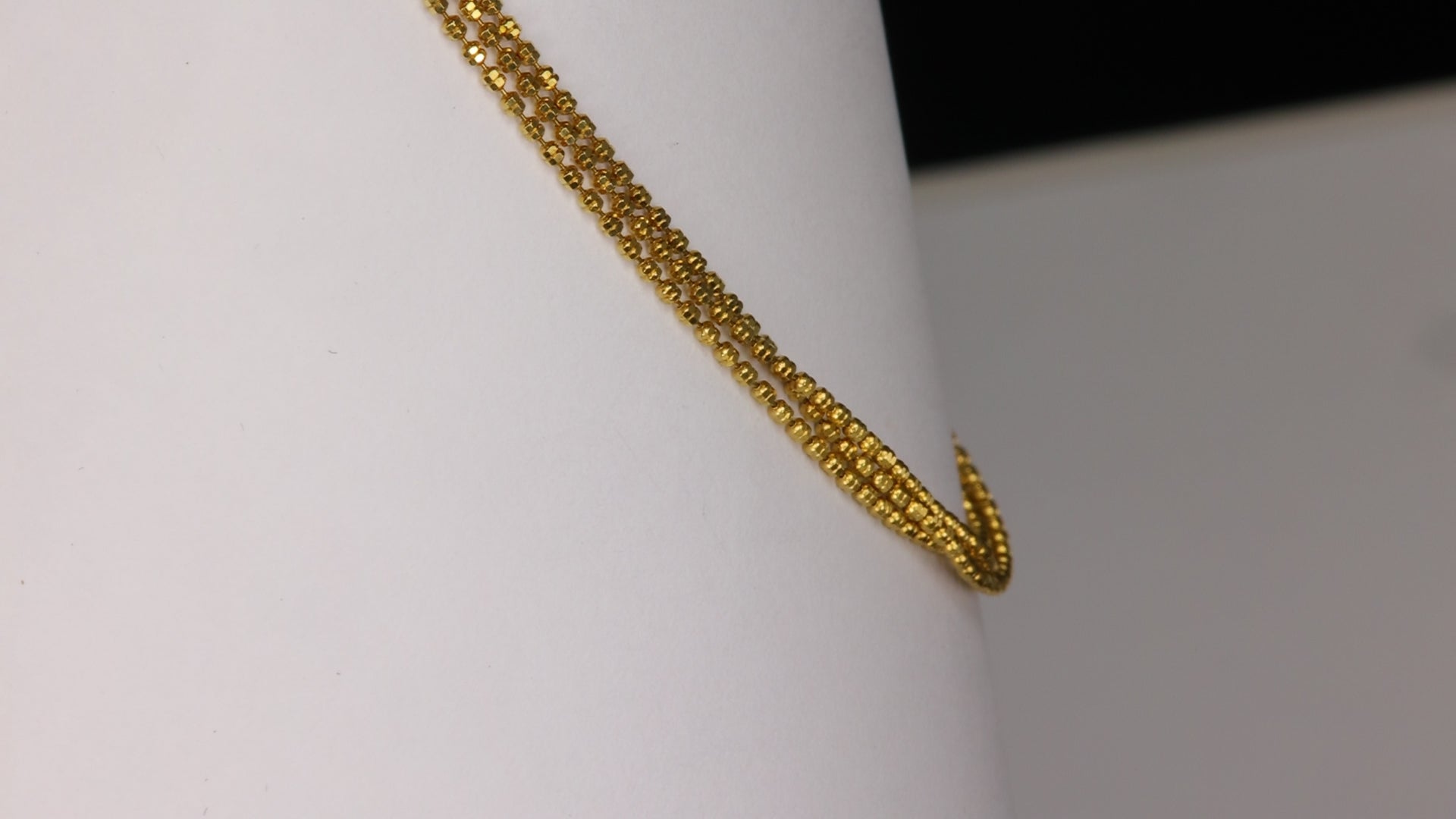 14K Yellow Gold Diamond Cut Bead Triple Chain 18"