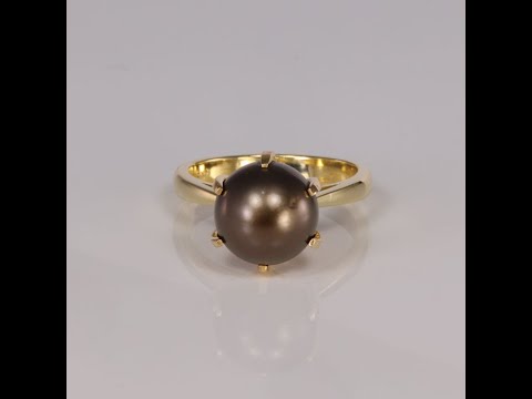 14K Yellow Gold Tahitian Pearl Ring