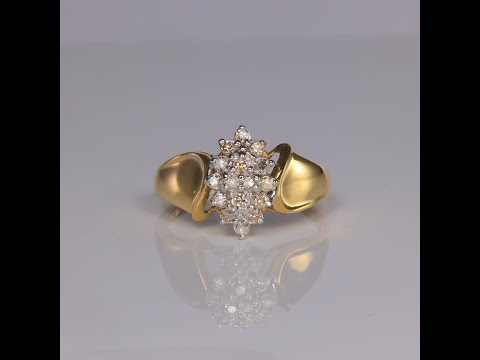 10K Yellow Gold Diamond Cluster Ring .16 Carats