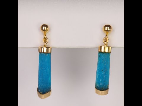 22K Yellow Gold Cerulean Dangle Earrings