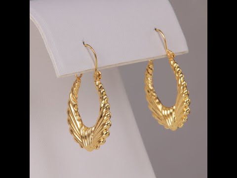 14K Yellow Gold Knocker Hoop Earrings