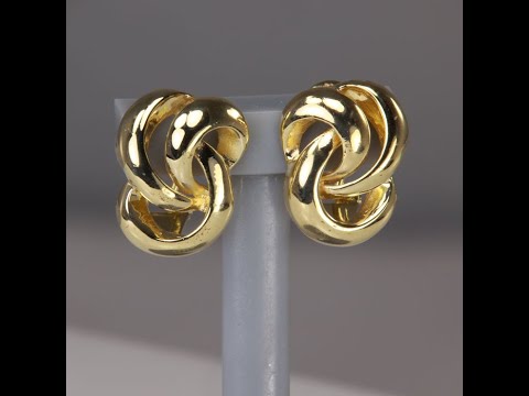 14K Yellow Gold Twisting Loop Stud Earrings