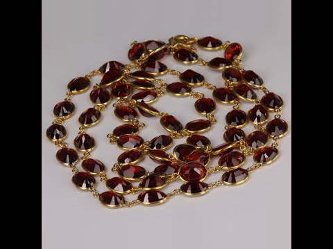 14K Yellow Gold Bezel Set Garnet Necklace 50 Carats