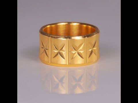 14K Yellow Gold Engraved Band 10.5mm