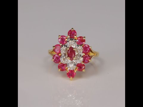 14K Yellow Gold Ruby and Diamond Ring 1.50 Carats