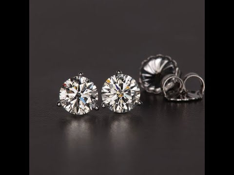 14K White Gold Round Brilliant Diamond Studs 2.00 Carats