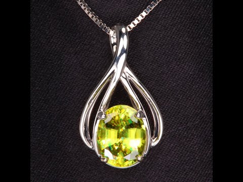 14K White Gold Oval Sphene Pendant 2.77 Carats