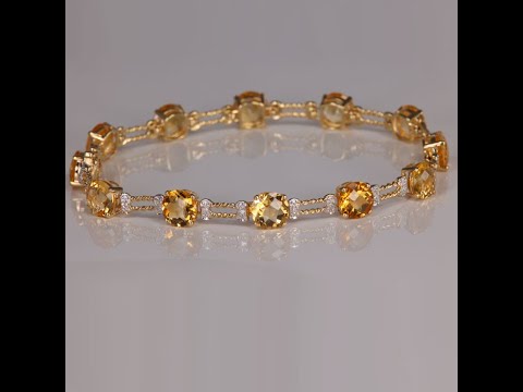 10K Yellow Gold Citrine and Diamond Accent Bracelet 14.0 Carats