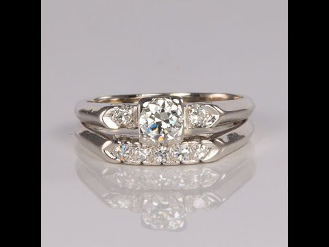 14K White Gold Diamond Ring Set .50 Carats Total