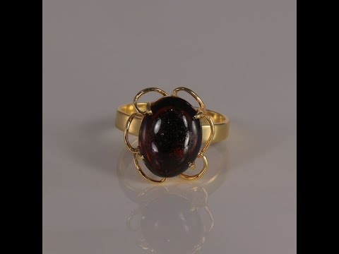 14K Yellow Gold Cabochon Garnet Ring