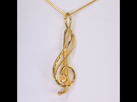 14K Yellow Gold Treble Clef Pendant