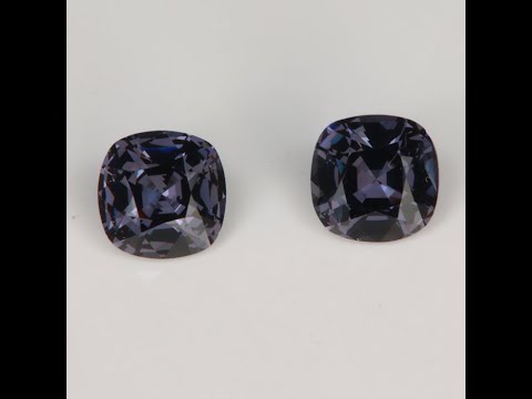 Pair of Square Cushion Cut Spinels 3.29 Carats