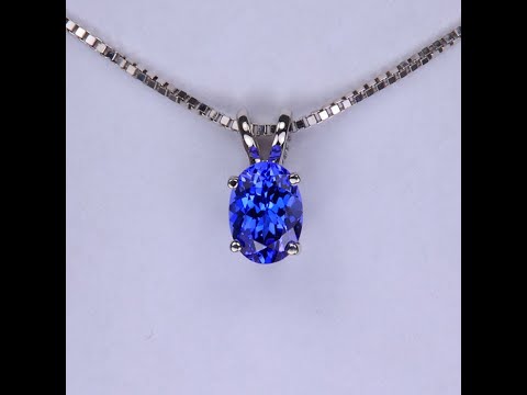 14K White Gold Oval Tanzanite Pendant .99 Carats (Chain Not Included)