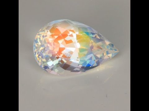 Pear Shape Brilliant Cut Faceted Rainbow Moonstone 2.94 Carats