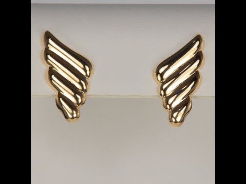 10K Yellow Gold Wing Style Earrings