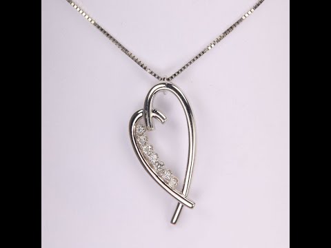 14K White Gold Fine Diamond Heart Pendant .20 Carats