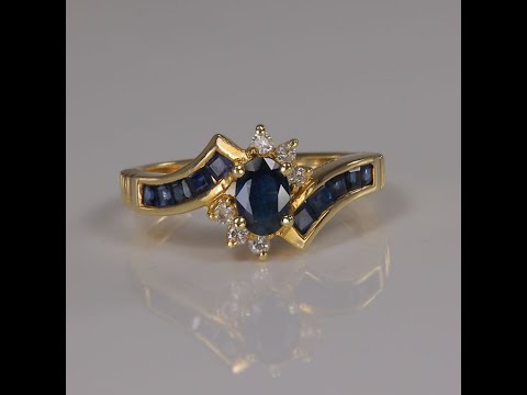 14K Yellow Gold Sapphire and Diamond Ring 1.40 Carats