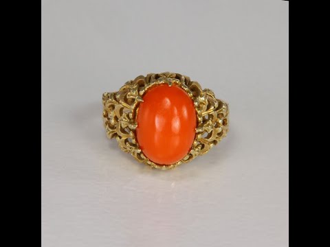 14K Yellow Gold Coral Ring