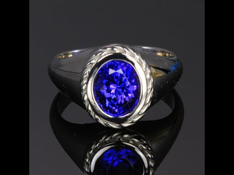 14K White Gold Oval Tanzanite Ring 3.89 Carats by Christopher Michael