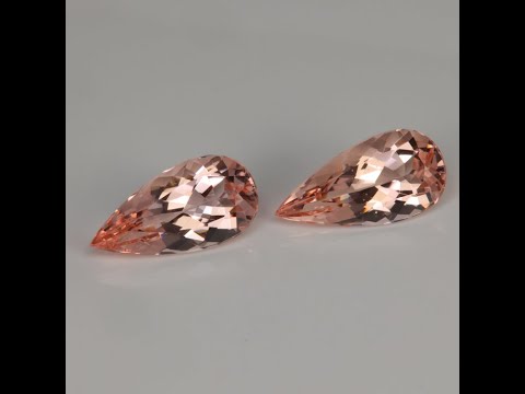 Matched Pair of Pear Shape Brilliant Morganites 6.68 Carats