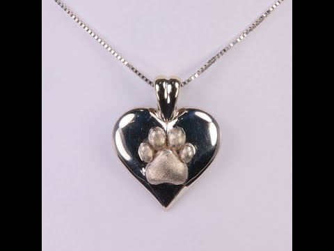 14K White Gold "All You Need Is Love And A Dog" Paw Print Pendant by Christopher Michael