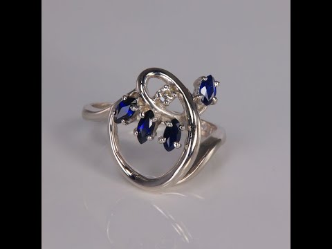 10K White Gold Sapphire and Diamond Accent Ring