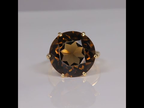 10K Yellow Gold Smoky Quartz Ring 10.50 Carats