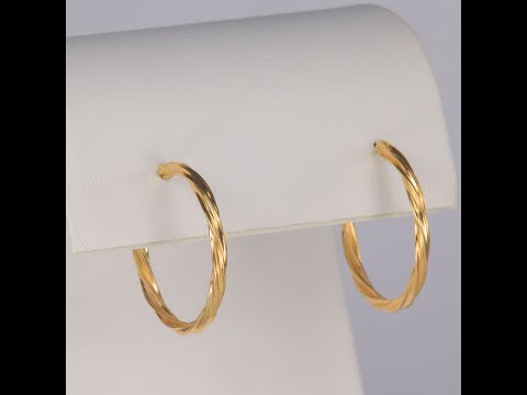 14K Yellow Gold Twist Hoop Earrings