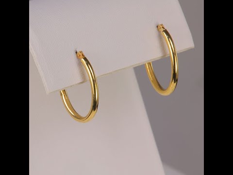 14K Yellow Gold Oval Hoop Earrings