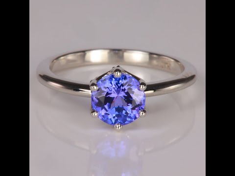 BLUE LIGHT SPECIAL 40% OFF w Code BLUE40 | Platinum Round Brilliant Tanzanite and Diamond Accent Ring 1.66 Carats