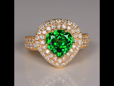 NEW 18K Yellow Gold Tsavorite Garnet and Diamond Ring By Steve Moriarty 3.42 Carats