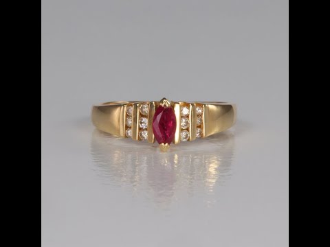 14K Yellow Gold Ruby and Diamond Accent Ring