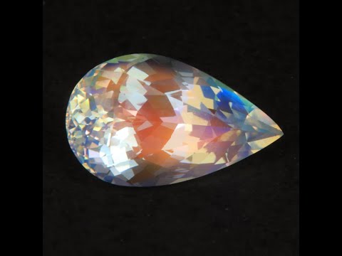 Pear Shape Brilliant Cut Faceted Rainbow Moonstone 5.80 Carats