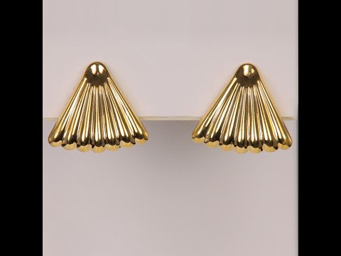 14K Yellow Gold Fan Earrings