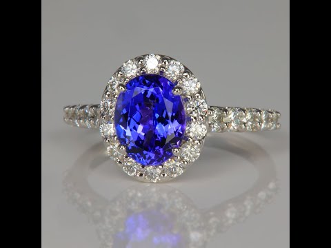 2.47ct Oval Tanzanite and Diamond Halo Ring