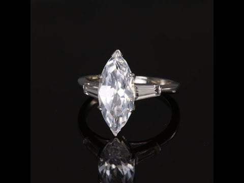 14K White Gold White Sapphire Ring 3.50 Carats