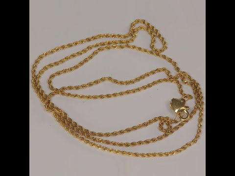 14K Yellow Gold Small Rope Link Chain 20"