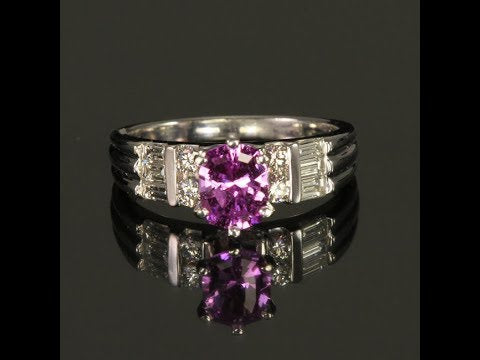 Platinum Pink Sapphire and Diamond Ring 1.05 Carats