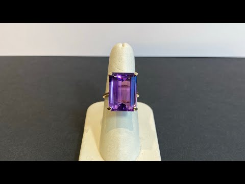 14K Yellow Gold Amethyst Ring 11.50 Carats