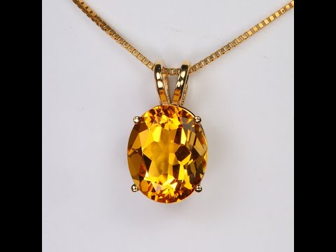 10K Yellow Gold Citrine Pendant 3.25 Carats