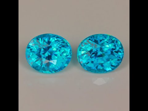 Blue Zircon Match Pair 3.09 Carats