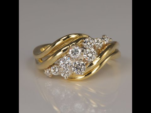 14K Yellow Gold Diamond Cluster Ring .70 Carats