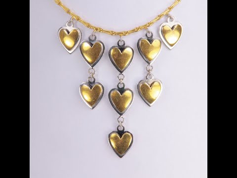 14K Yellow and White Gold Pincetta Chain Heart Necklace