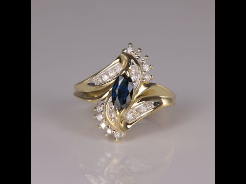 10K Yellow Gold Sapphire and Diamond Ring .60 Carats