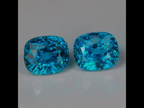 HIDDEN GEM Pair of Antique Cushion Cut Blue Zircons 7.84 Carats | 25% OFF Use Code RARE25